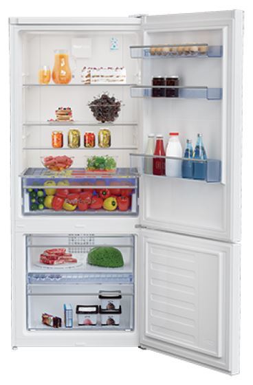 Beko 450l white bottom mount fridge freezer bbm450w 2