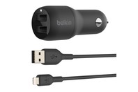 BELKIN BOOST CHARGE Dual USB-A Car Charger 24W + Lightning to USB-A Cable