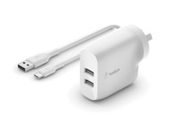 BELKIN BOOST CHARGE Dual USB-A Wall Charger 24W + USB-A to USB-C cable