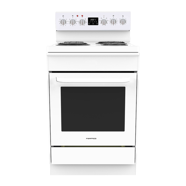 Fs60wr8   parmco 600mm 8 function freestanding stove with radiant coil cooktop white
