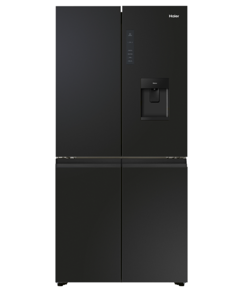 Hrf580yhc   haier quad door fridge freezer 508l with non plumbed water dispenser black %281%29