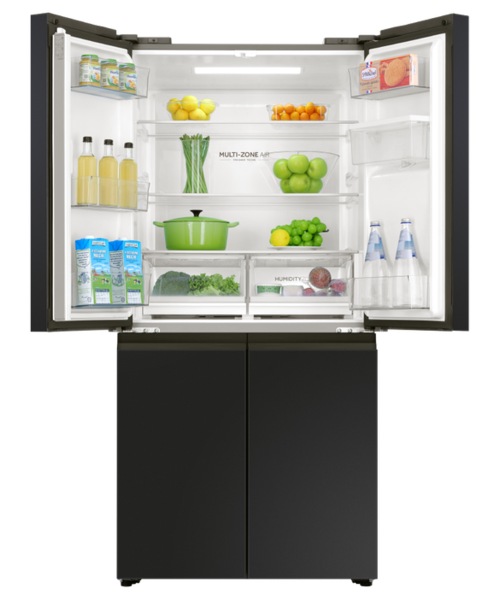 Hrf580yhc   haier quad door fridge freezer 508l with non plumbed water dispenser black %284%29