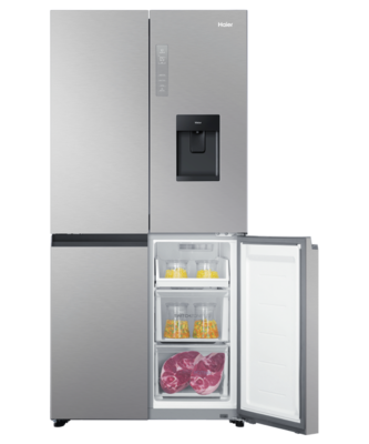 Hrf580yhs   haier quad door fridge freezer 508l with non plumbed water dispenser satina %285%29