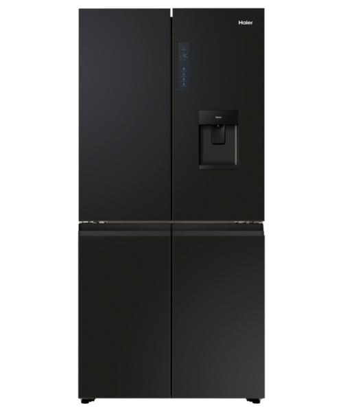 Hrf580ypc   haier quad door fridge freezer 508l with plumbed ice   water dispenser black %281%29