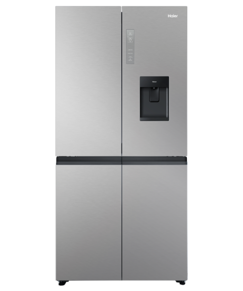 Hrf580yps   haier quad door fridge freezer 508l with plumbed ice   water dispenser satina %283%29