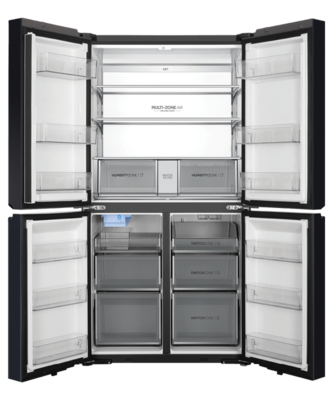 Hrf680ypc   haier quad door refrigerator freezer 623l ice   water black %282%29