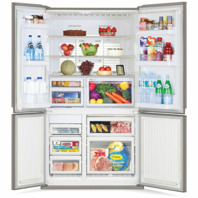 Mr la580er gsl a   mitsubishi quad door silver glass 580l refrigerator %282%29