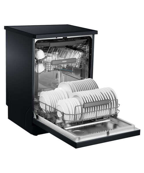 Hdw15f3b1   haier freestanding dishwasher with steam   black %286%29