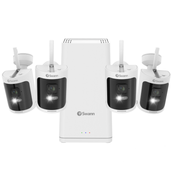 Swnvk 650kh4 au   allsecure650 2k wireless security kit with 4 x wire free cameras   power hub %281%29