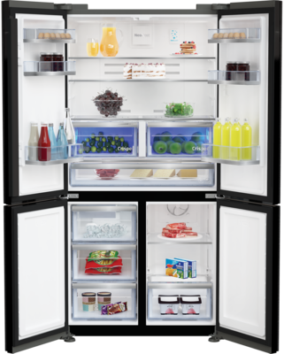Bfr569ddx   beko 569l quad door fridge freezer with ice   water dark stainless %283%29