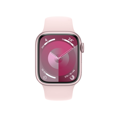 Apple watch series 9 gps 41mm pink aluminium light pink sport band pdp image position 2  anz