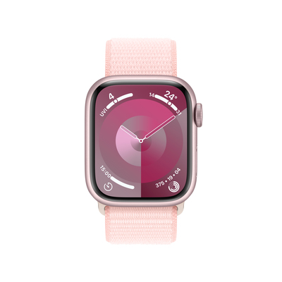 Apple watch series 9 gps 41mm pink aluminium light pink sport loop pdp image position 2  anz