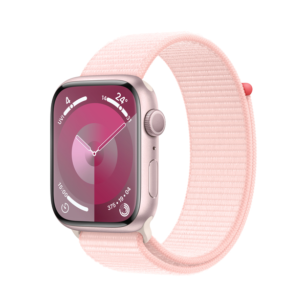 Apple watch series 9 gps 45mm pink aluminium light pink sport loop pdp image position 1  anz
