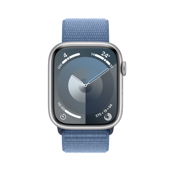 Apple watch series 9 gps 45mm silver aluminium winter blue sport loop pdp image position 2  anz