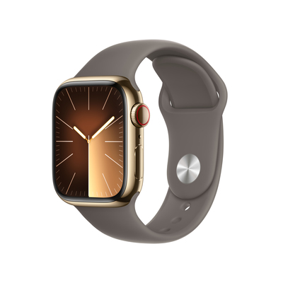 Apple watch series 9 lte 41mm gold stainless steel clay sport band pdp image position 1  anz