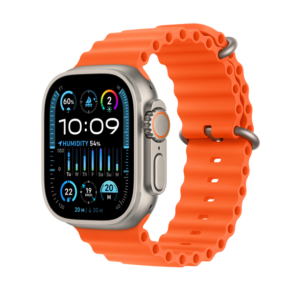 Apple watch ultra 2 lte 49mm titanium orange ocean band pdp image position 1  anz