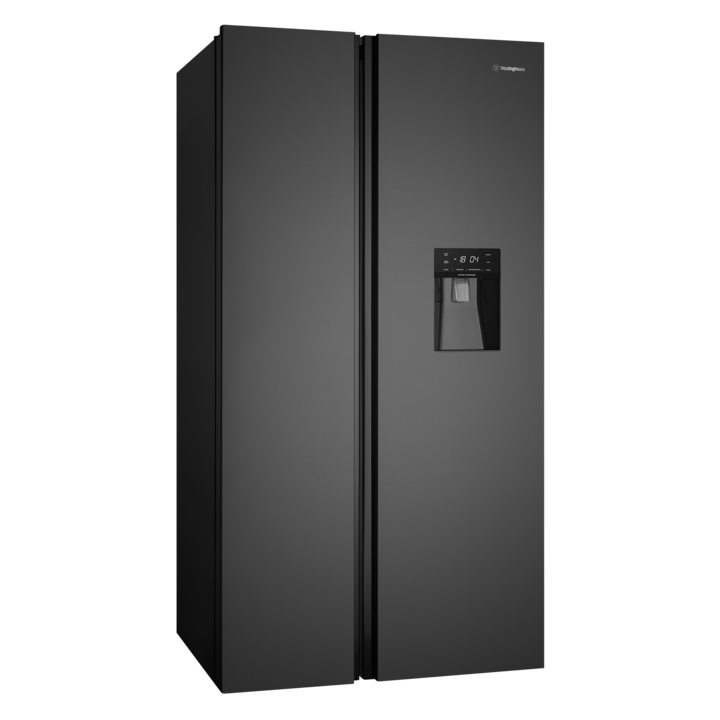 Wse6640ba   westinghouse 619l side by side fridge matte charcoal black with non plumbed water dispenser %282%29