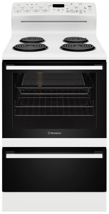 Wle625wc   westinghouse 60cm white electric freestanding cooker with 4 zone coil cooktop %281%29