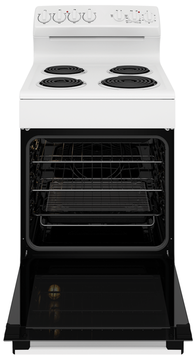 Wle524wc   westinghouse 54cm white electric freestanding cooker with 4 zone coil cooktop %282%29