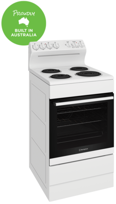 Wle524wc   westinghouse 54cm white electric freestanding cooker with 4 zone coil cooktop %284%29