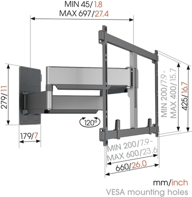 Tvm 5855  vogels full motion tv wall mount for tvs up to 100 inches   75 kg %284%29