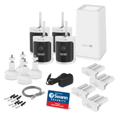 Swnvk as4kh4 au   swann allsecure4k  wireless security kit with 4 x 4k wire free cameras   power hub %285%29