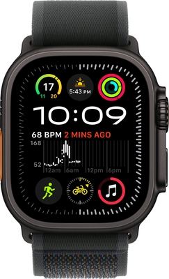 Apple watch ultra 2 cellular 49mm black titanium black trail loop pure front screen  auen