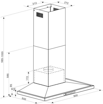 Cs9 900mb award 90cm matt black low profile canopy hood %281%29