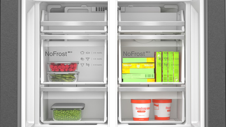 Bosch series 6 605l french door bottom freezer  brushed black steel anti fingerprint %286%29