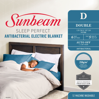 Bla6341 sunbeam sleep perfect antibacterial electric blanket double %281%29